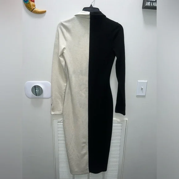 *flawed* Anthropologie Ciebon Zip Front Colorblock Midi Dress - Picture 9 of 13